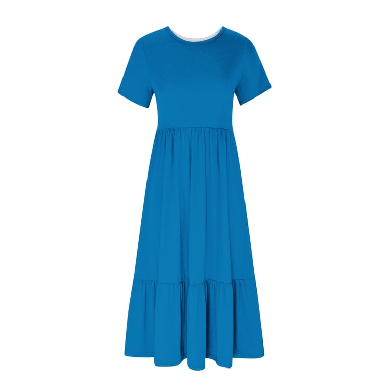 casual dresses for fall 2024 Smxrfitk Women Dress Basic Cotton Linen Solid Comfy High Waist Pleated Half Sleeve A Line Dresses at Amazon Women's Clothing store Its a super Breathable length:MAXI Select Size:24 Red Barn + Green