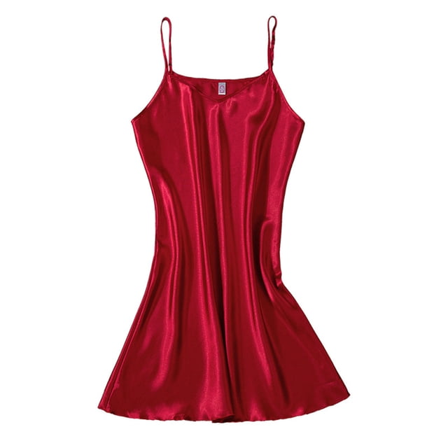 Cameland Lingerie Femme Col Bénitier Satin Mini Nuisette Soie sous-Vêtements Bretelles Robe de Nuit Lingerie