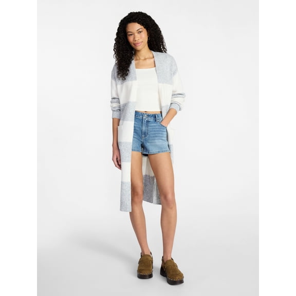 No Boundaries Striped Open Front Duster, Women’s XXS-XXL