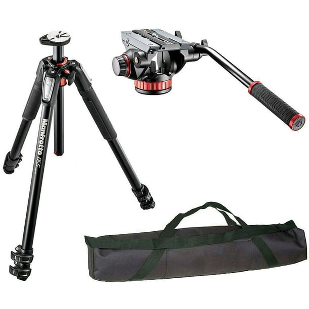Manfrotto Mt055xpro3 3 Section Aluminium Tripod With Mvh502ah Professional Fluid Video Head And A 35 Padded Case Walmart Com Walmart Com
