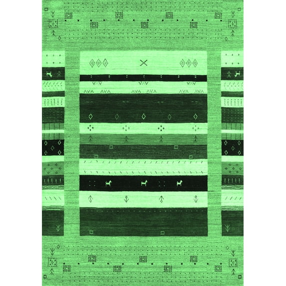 Ahgly Company Indoor Rectangle Abstract Emerald Green Contemporary Area Rugs, 8' x 12'