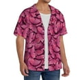 thumbnail image 4 of Honeii 's Pink Butterfly for men's short-sleeved button-up collared shirt featuring a pocket, perfect for beach vacations, and travel adventures., 4 of 5