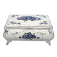 thumbnail image 1 of Trinket Box, Rectangular Vintage Jewelry Box  For Ladies Girls Silver White Blue Rose, 1 of 8