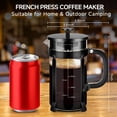 thumbnail image 4 of YMMIND Cafetera de prensa francesa Prensa de café de acero inoxidable 304 de 21 oz, con sistema de 4 filtros, vidrio de prensa francesa de borosilicato de espesor resistente al calor, émbolo de café d, 4 of 5