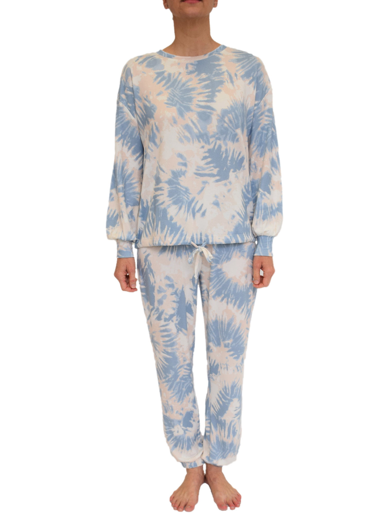 Como Blu Women's Drop Shoulder Long Sleeve Top and Pajama Pant Set, 2pc ...