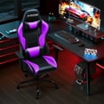 thumbnail image 2 of Homall Gaming Chair Office Chair High Back Racing Computer Chair PU Leather Adjustable Seat Height Swivel Chair Ergonomic Executive Chair with Headrest, Purple, 2 of 8