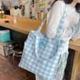 thumbnail image 4 of Sweet Plaid Canvas Bag Long Lasting Tote Bags Reusable Canvas Bag Large Capacity Tote Bags for Women Housewife, 4 of 7