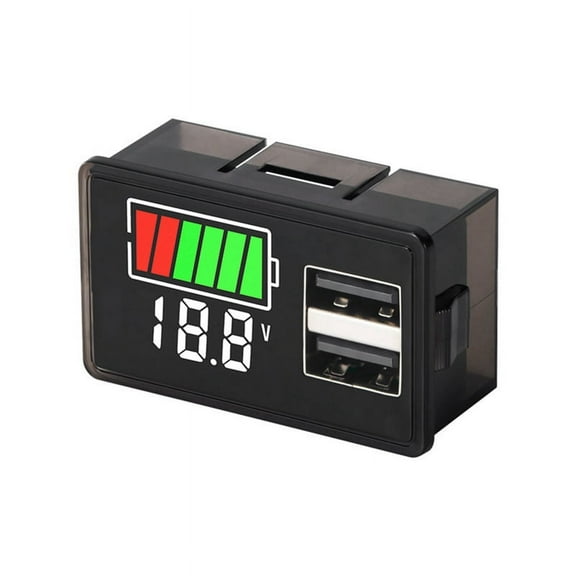 Battery Charge Level Indicator Lithium Battery Capacity Meter Test Display LED Tester Voltmeter, Dual USB DC 8-30V