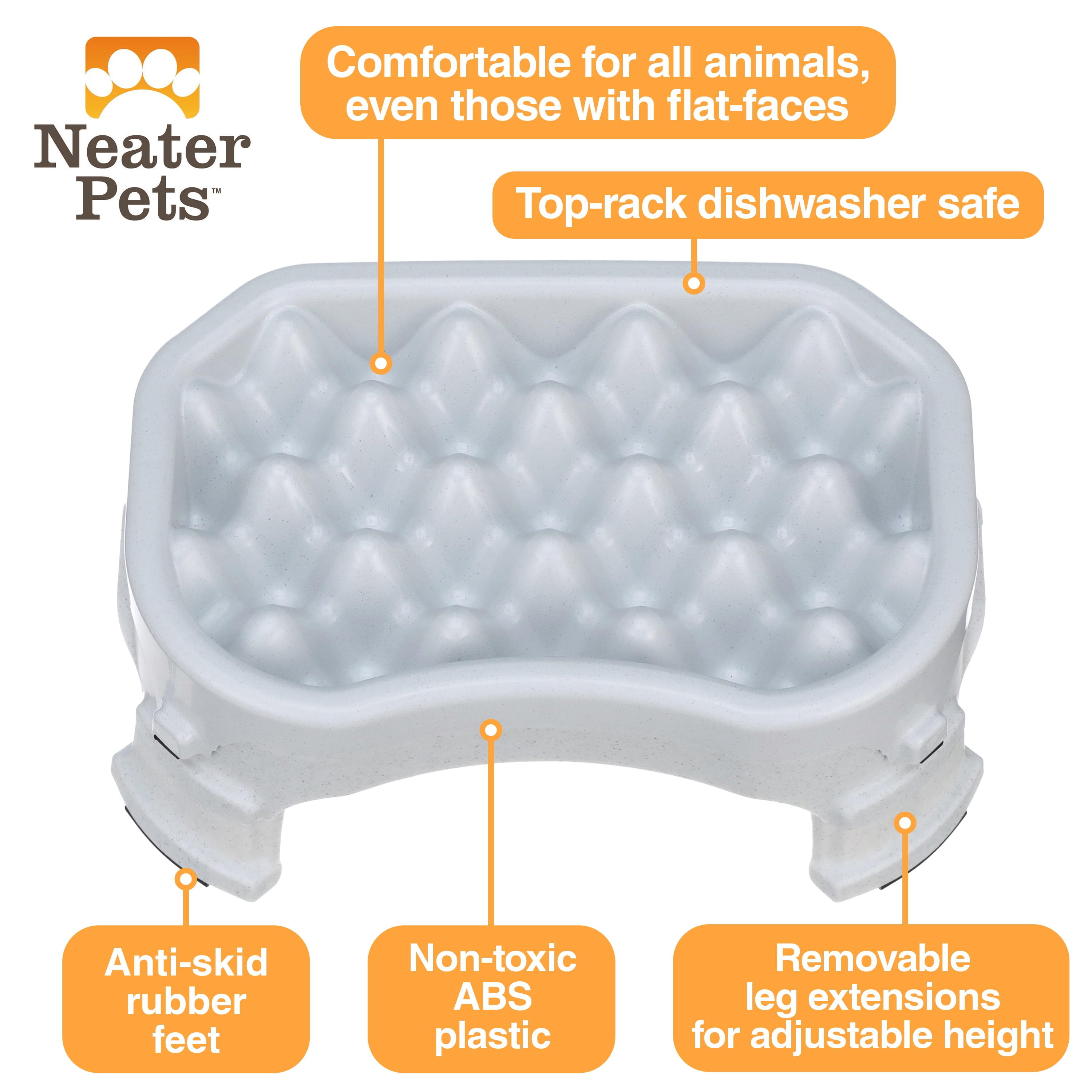 Neater Pet Brands Raised Neater Slow Feeder - Elevated & Adjustable Feeding Height - Improves Digestion, Stops Obesity, and Slows Down Eating, 2.5 Cups, Vanilla Bean