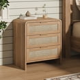 thumbnail image 2 of Mesa de cama de madera curva ancha de 22,8" con 3 cajones, almacenamiento moderno para el dormitorio, 2 of 5