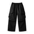 thumbnail image 3 of FAOWME Boys Pants Drawstring Elastic Sweatpants Pants Trousers Active Joggers Warm Sweatpants Pants Trousers For Kids Black 13-14 Years, 3 of 6