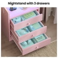 thumbnail image 6 of Afuhokles Nightstand with Charging Station and LED Lights, Night Stand with Hutch and Storage Drawers, Pink, 6 of 8