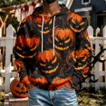 thumbnail image 2 of Leidass Halloween Hoodie for Men Funny Pumpkin Face Hooded Sweatshirts Scary Skull Long SLeeve Tops Holiday Costumes Black L, 2 of 5