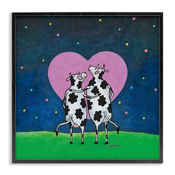 Stupell Industries Loving Significant Udder Romantic Painting Black Framed Art Print Wall Art, 12 x 12