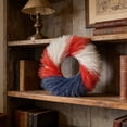 thumbnail image 4 of AZXY 17.71 Inch 4th of July Patriotic Wreath, Red White Blue Faux Pampas Grass Wreath, Fluffy Boho Americana Decor for Independence Day Memorial Day Front Door Indoor Outdoor, 4 of 7