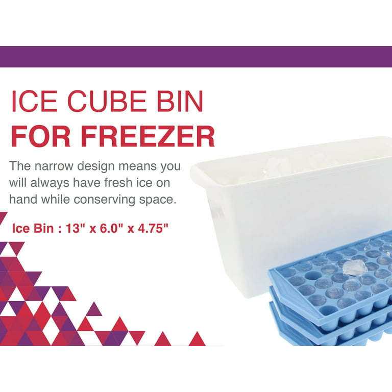 Arrow Small Ice Cube Trays for Freezer, 3 Pack, with Ice Bin - 60 Mini  Cubes Per Tray, 180 Cubes Total - Made in the USA, BPA Free - Ideal Small  Ice Cube Trays - Blue 