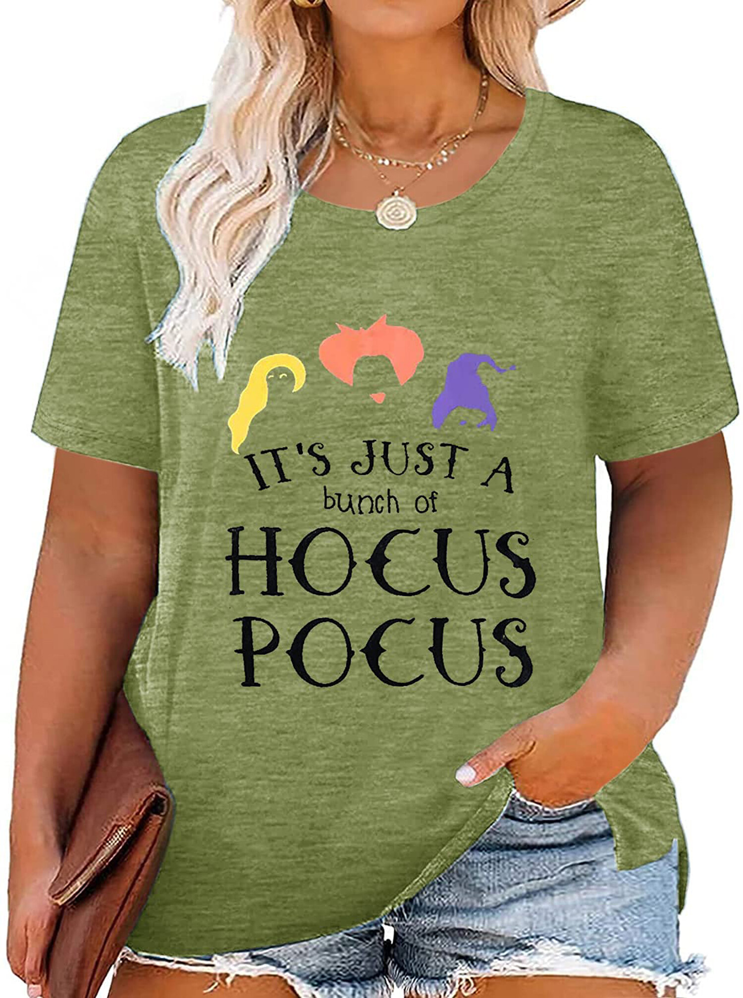 Anbech Hocus Pocus Shirts for Women's Plus Size Halloween Shirts Its