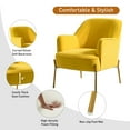 thumbnail image 5 of Fall Velvet Upholstered Accent Chair Metal Legs Curved Backrest Lounge Home Armchair Bedroom Adult Yellow, 5 of 10