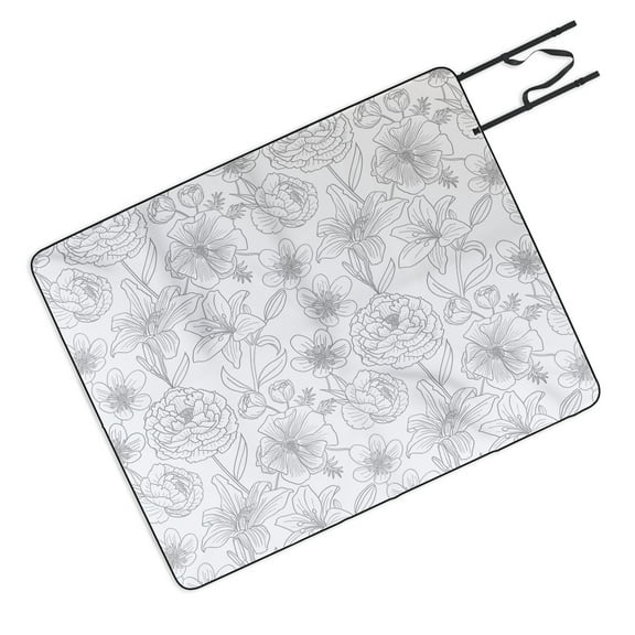 Society6 Emanuela Carratoni Line Art Floral Theme Picnic Blanket