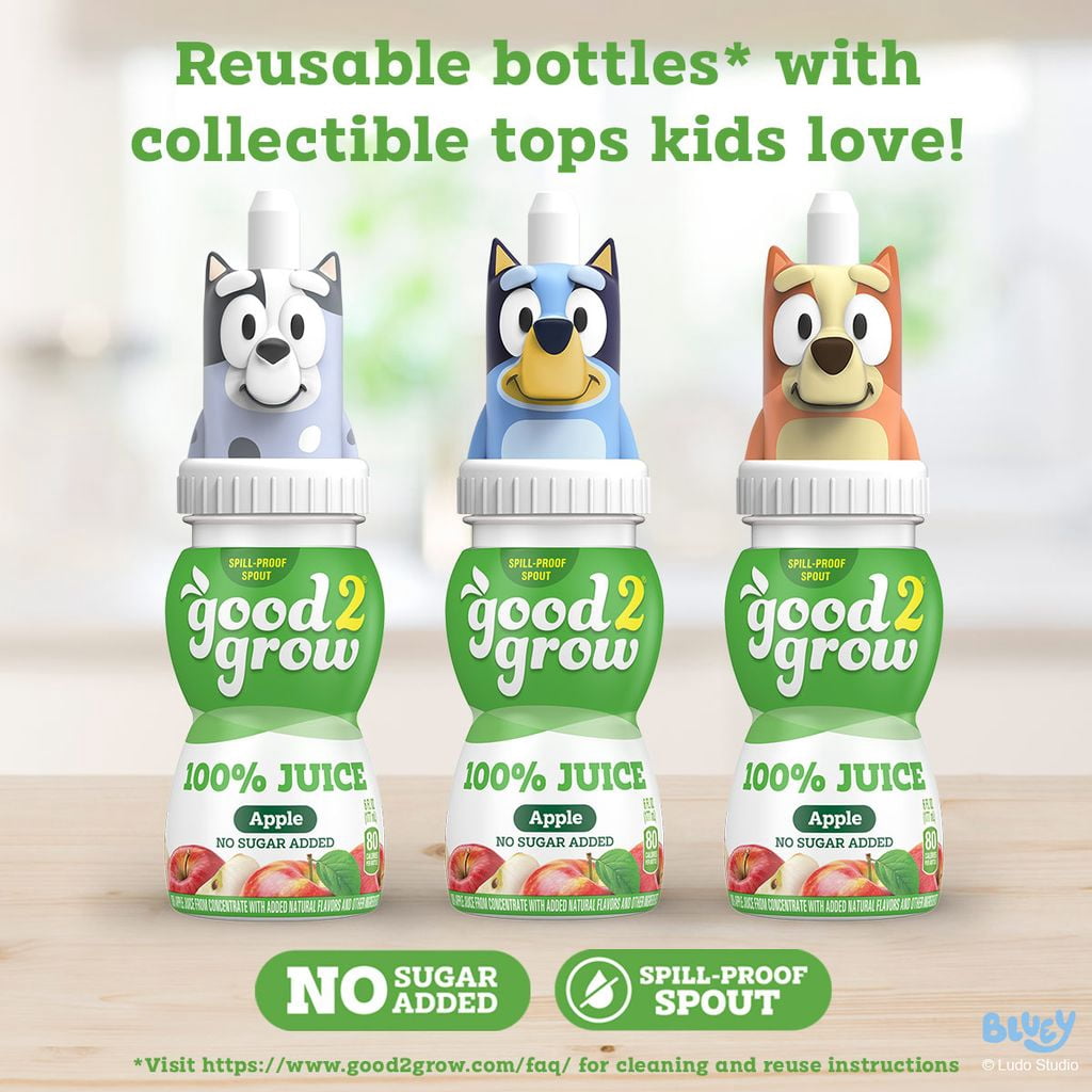 good2grow Bluey 100% Apple Juice Party Pack, 6 fl oz Bottles (Pack of 12)