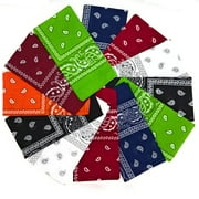 Perfect Life Ideas 100% Cotton Bandanas For Men - 12 Pack Multi-Use Scarf Headband Wrap Covering (12, 21.5 x 21.5)