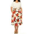 thumbnail image 4 of Women's Plus Size Classic Floral Print Flared Lightweight Midi A-line Skirt, 4 of 5