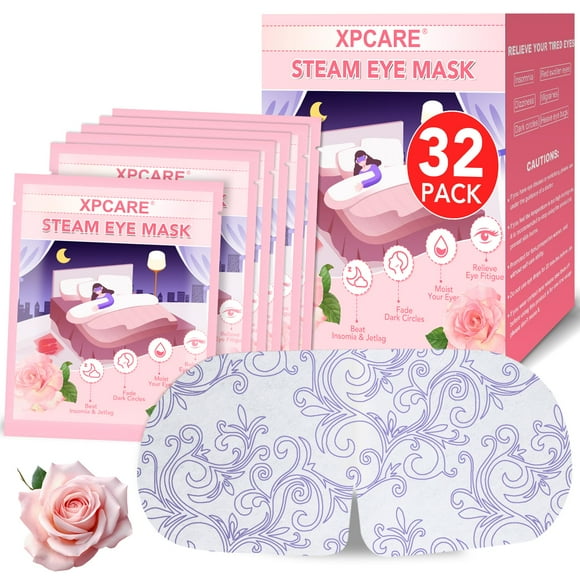 Máscaras de ojos Steam XPCARE, paquete de 32 unidades, para aliviar los ojos secos (rosa)