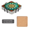 thumbnail image 2 of Drink Coasters Set Of 4 With Holder Intricate Mandala With Vibrant Colors Featuring Blooming Flowers And Leaves Water Absorbent Ceramic Coaster Tabletop Protection,Suitable For Various Cup,Home Decor, 2 of 4