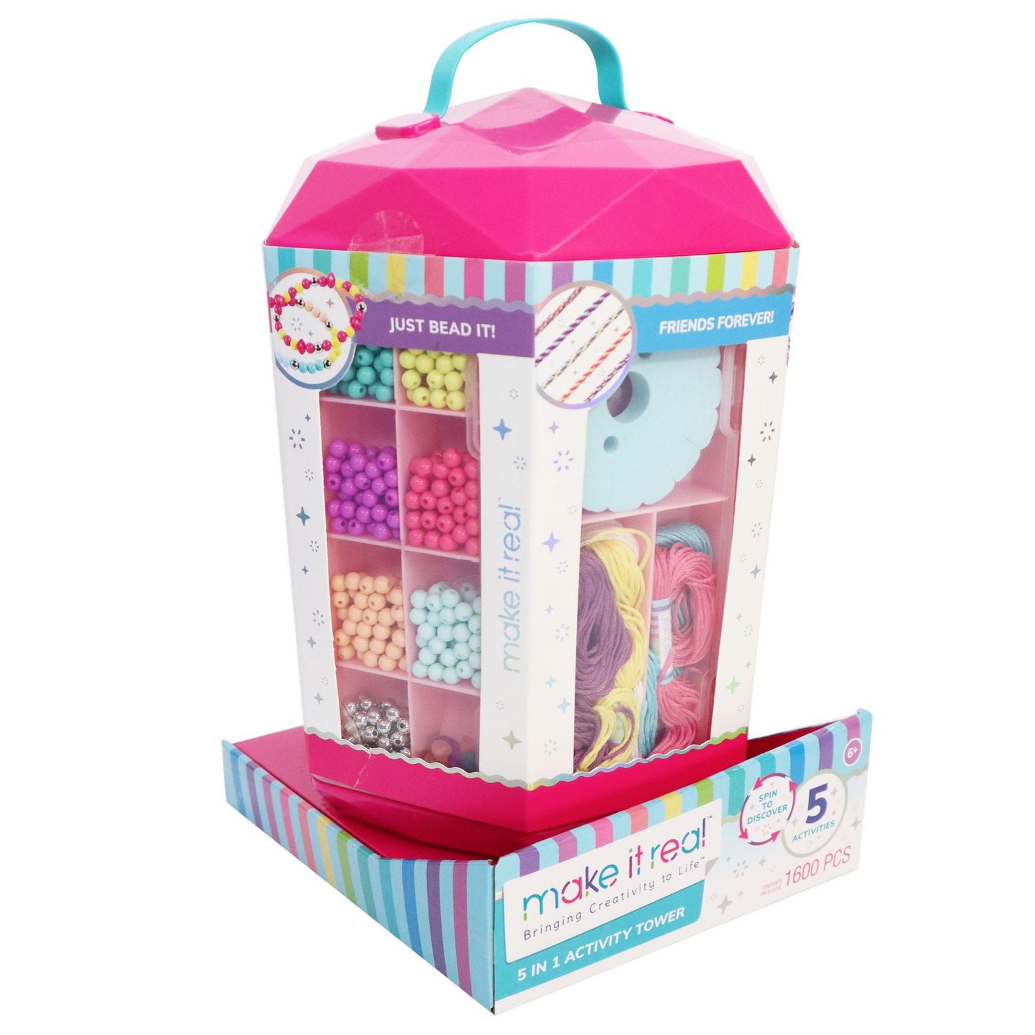 Make It Real Kit de fabrication de bracelets avec perles fluo - Bijoux Make It Real Kit de fabrication de bracelets avec perles fluo - Bijoux