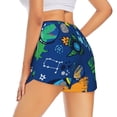 thumbnail image 2 of Uemuo Dinosaur In Space Pattern Women's Athletic Shorts High Waisted Running Shorts with Liner Pockets Gym Elastic Workout Shorts-Large, 2 of 9