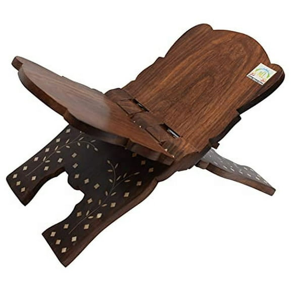 Wooden Hand Carved Holy Book Stand for Quran, Bible, Gita, Book Holder for Reading
