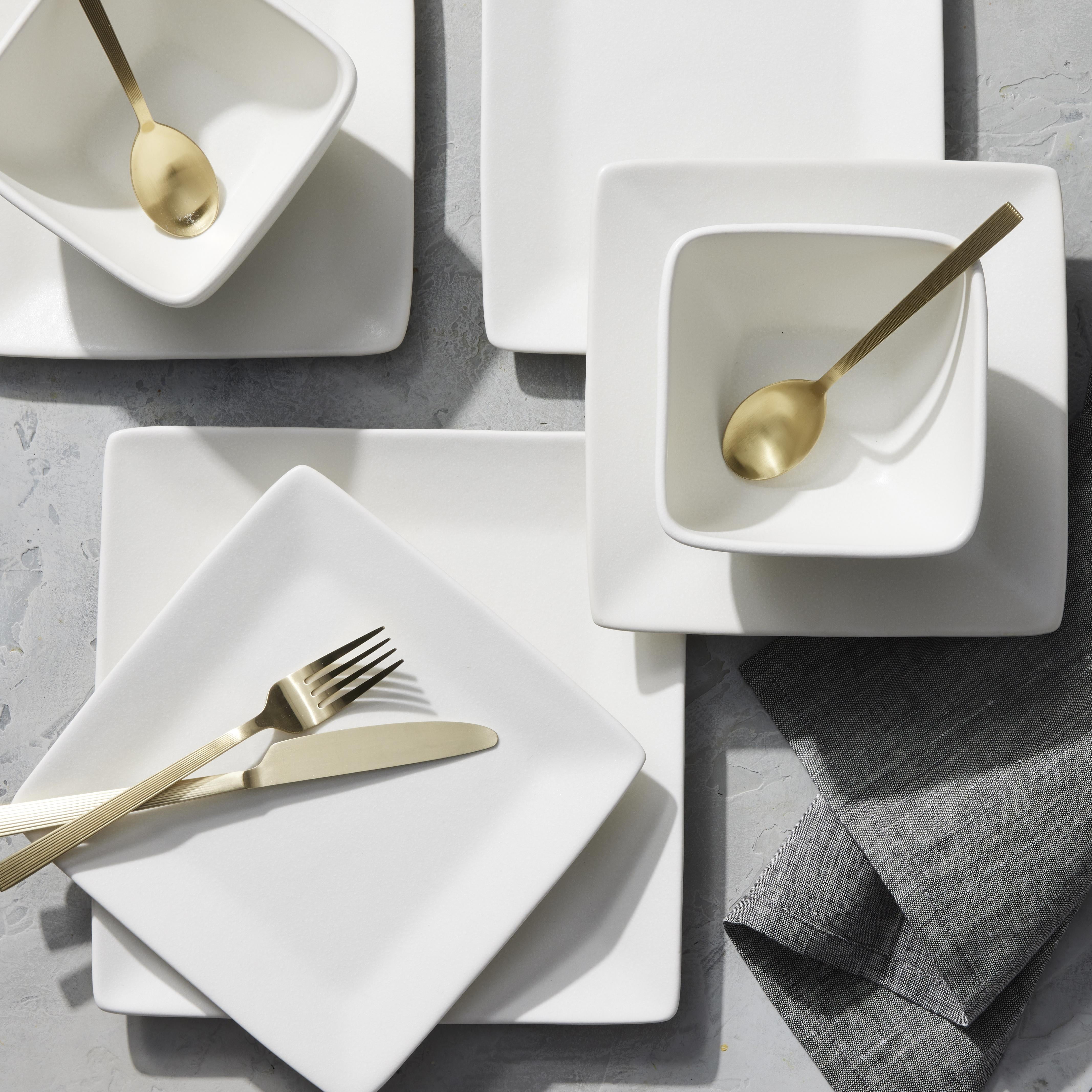 Better Homes & Gardens-Cream Square Stoneware 12-Piece Dinnerware Set