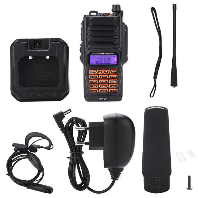 Walkie Talkie portátil resistente al agua, antena VOX, conjunto de Radio bidireccional FM/VHF/UHF, enchufe europeo de 100-240V