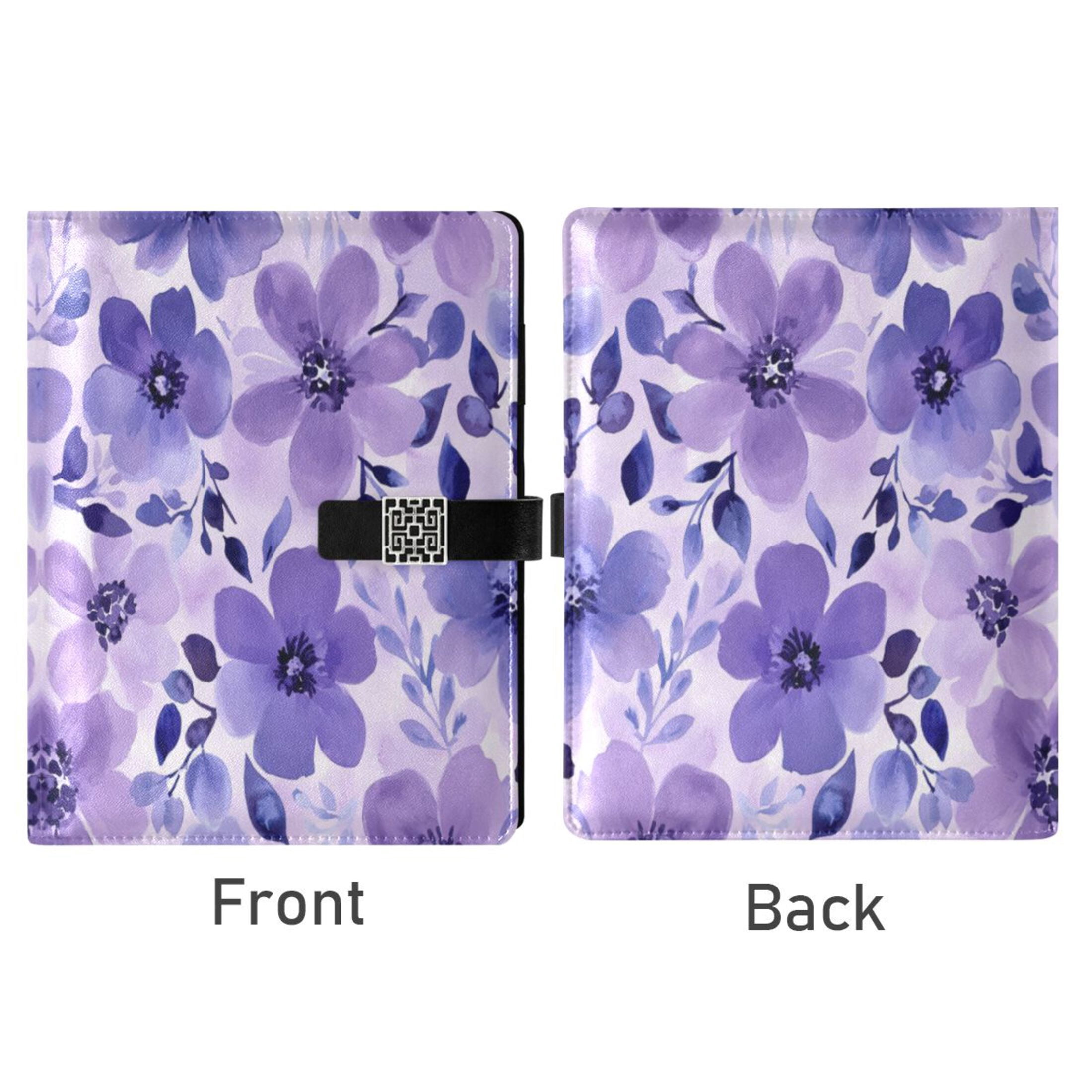 Leather Planner Leather Notebook Notebook Journal Binder Design Pen Pocket Design Convenient for Storage Vibrant Purple Flowers