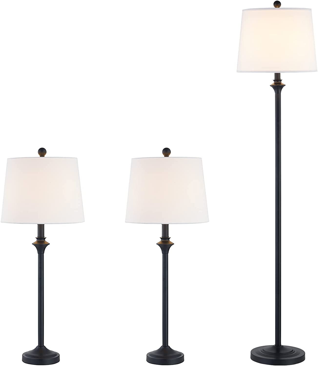 SHMAMT 3 Piece Lamp Sets, Metal Table Lamps and Floor Lamp, Traditional