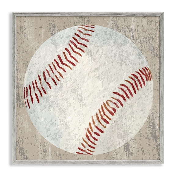 Stupell Industries Contemporary Rustic Sports Baseball Gray Framed Giclee Art, 24 x 24, by Kim Allen