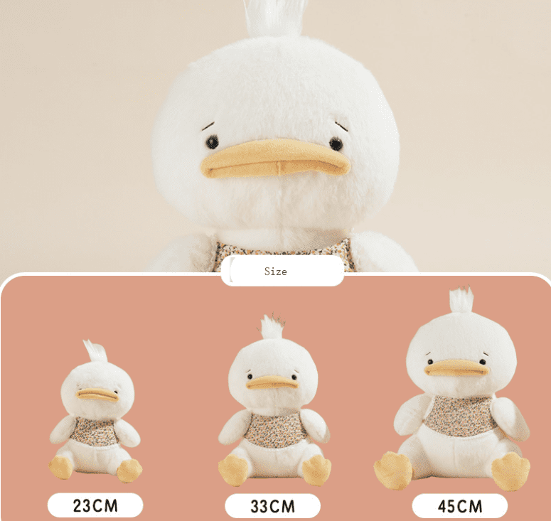 Cartoon Cute Duck Plush Toy - Soft Melancholic Stuffed Animal with Floral Outfit, Weighted PP Cotton Filling, Huggable Gift for Boys & Girls Birthday