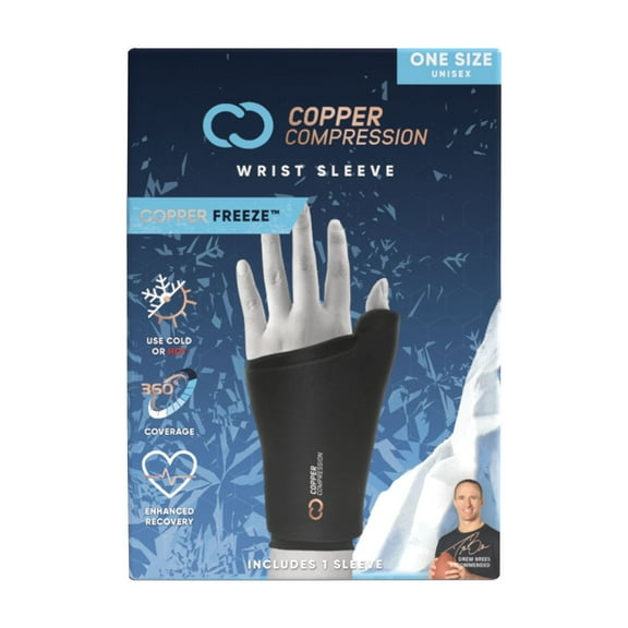 CopperFreeze™ Wrist Sleeve – Hot & Cold Therapy for Pain Relief, Swelling & Sprains. Heating & Cooling Support for Faster Recovery. One Size Fits Most