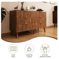 thumbnail image 4 of Fluted 3 Drawer Dressers, Modern Closet Dressers Chest of Drawers, Wood Storage Dresser Chest of Drawers Organizer for Bedroom Living Room Hallway Closet(Walnut), 4 of 7