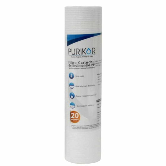 Filtro Cartucho de Polipropileno Termofusionado de 20 Micras, Purikor