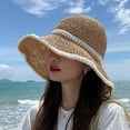 thumbnail image 4 of Sombrero de sol tejido para mujer - Protección solar UPF de ala ancha, sombrero de playa ligero y transpirable para mujer, ajustable 54-56cm, 4 of 6