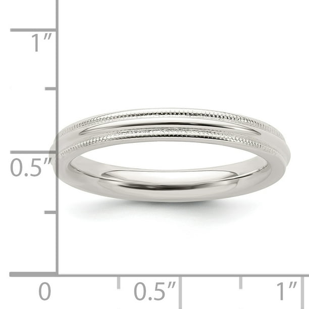 925 Sterling Silver 3mm Comfort Fit Half Round Milgrain Size 8.5 Wedding  Band Ring Classic