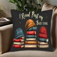 thumbnail image 5 of Set of 2 Decorative Throw Pillow Covers 18x18in - Cozy Book Stack Design with Colorful Hats - Perfect for Couch Bed or Car, 5 of 8