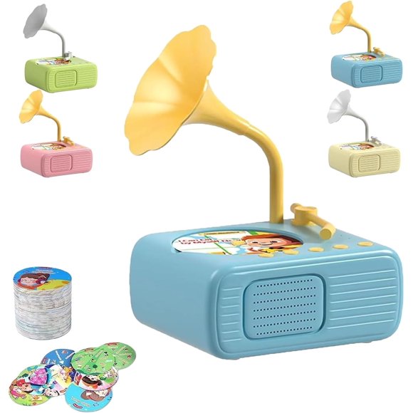 Sweako Kids Gramophone, Early Education Toddler Phonograph with 96 Cards, Educational Phonograph for Boys and Girls Age 3+, Kids Record Player, Educational Phonograph for Boys and Girls