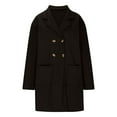 thumbnail image 5 of Lovskoo Women's Winter Wool Coat Notch Lapel Double Breasted Wool Blend Mid Long Pea Trench Coat Fall Winter Clothes Dark Gray M, 5 of 7