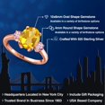 thumbnail image 2 of Gem Stone King 2.90 Ct Yellow Citrine Pink Lab Grown Diamond 18K Rose Gold Plated Silver Ring, 2 of 6