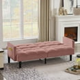 thumbnail image 4 of Square Arm Sofa Bed,Modern Sleeper Sofa and Couches with Wood Legs,Velvet Convertible 3-Seater Futon Couch with Adjustable Backrest for Small Spaces, Apartment Living Room, 4 of 13