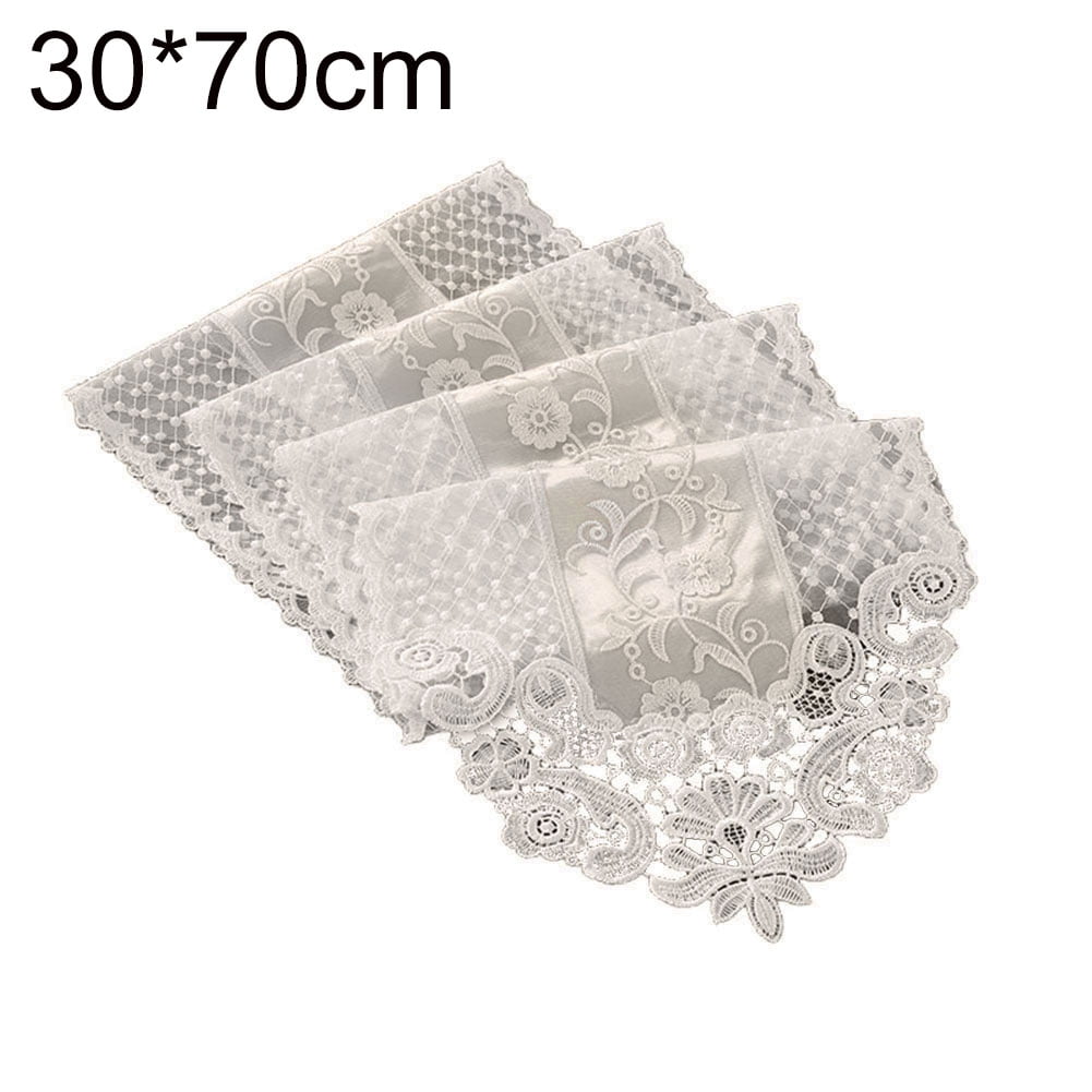 6-Pack Burlap Table Runners With LED Lights - 12x108 Inch Rustic Wedding & Party Decor With Lace Design