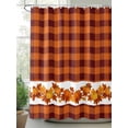 thumbnail image 2 of Fall Shower Curtain Pumpkin Shower Curtains for Bathroom Thanksgiving Decor, Waterproof Polyester Shower Curtain Set with Hooks, Extra Long 72" x 84" Maple Leaves Orange Plaid, 2 of 6