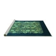 thumbnail image 2 of Ahgly Company Machine Washable Indoor Square Oriental Turquoise Blue Industrial Area Rugs, 4' Square, 2 of 4